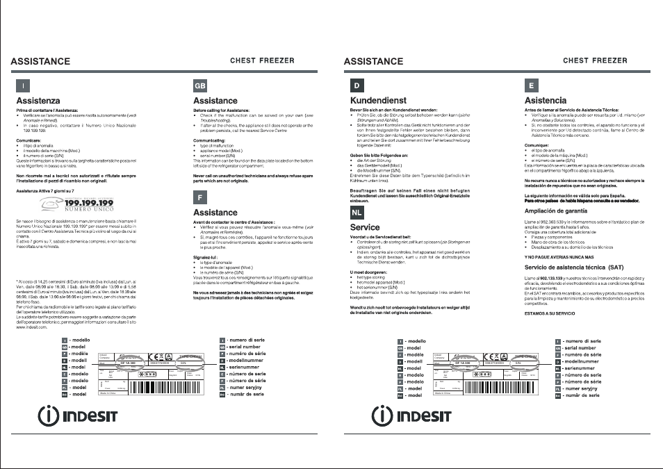 页 39, Assistance | Indesit OF-1A-100 User Manual | Page 43 / 44