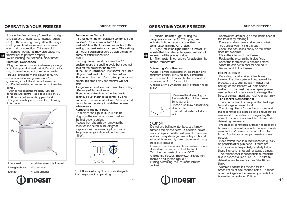 Operating your freezer | Indesit OF-1A-100 User Manual | Page 8 / 44