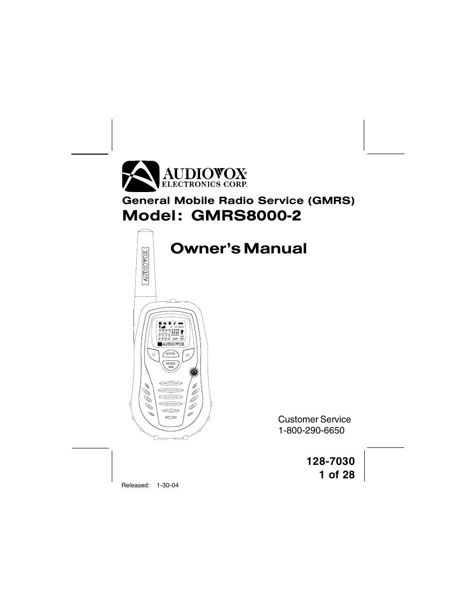 Audiovox GMRS8000-2 User Manual | 28 pages