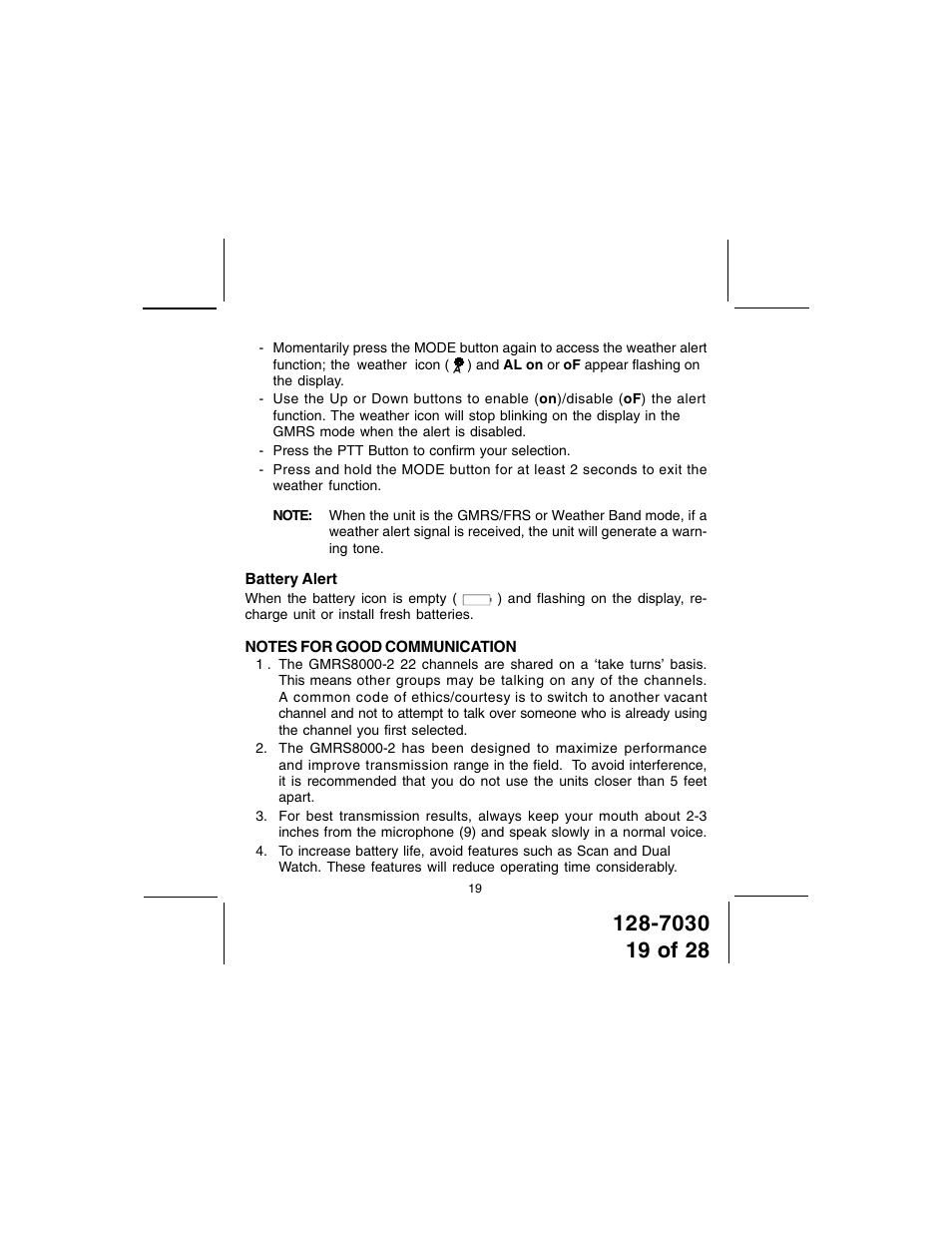 Audiovox GMRS8000-2 User Manual | Page 19 / 28