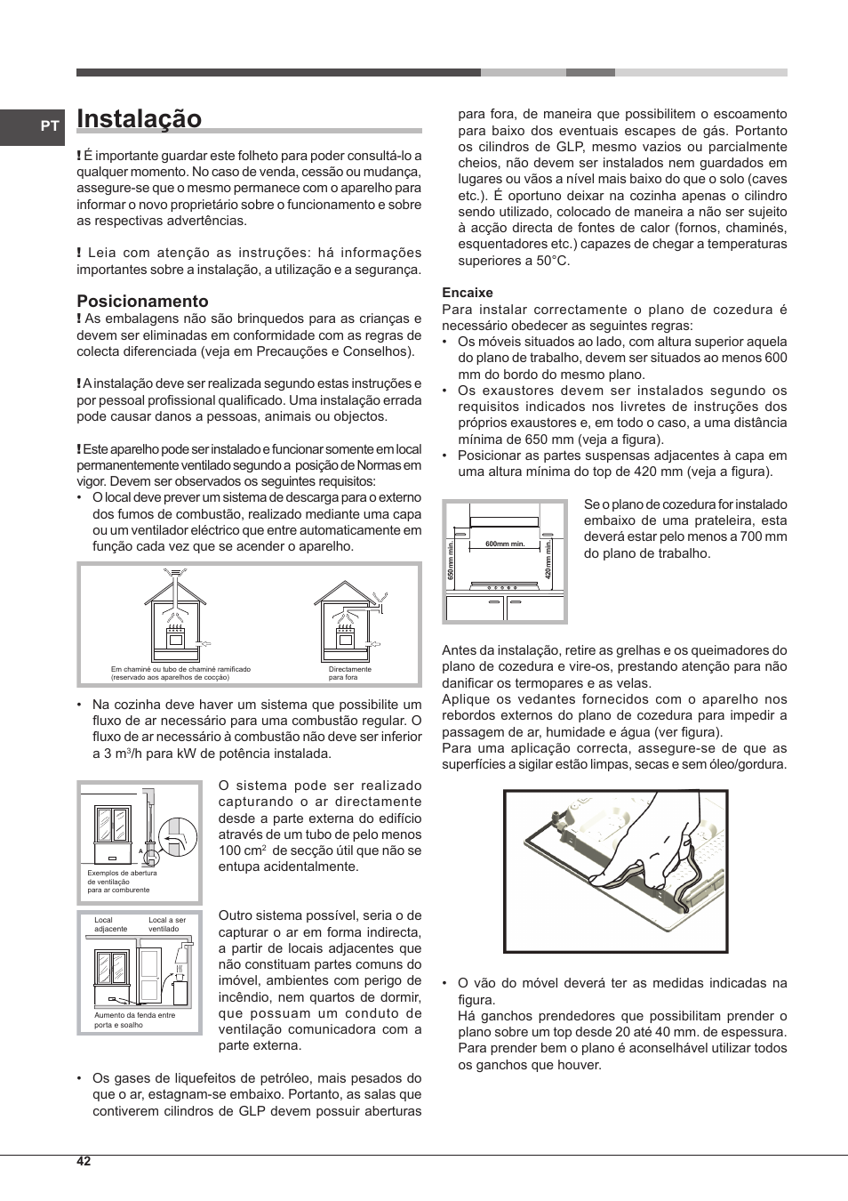 Instalação, Posicionamento | Indesit IP-751-S-(IX) User Manual | Page 42 / 56