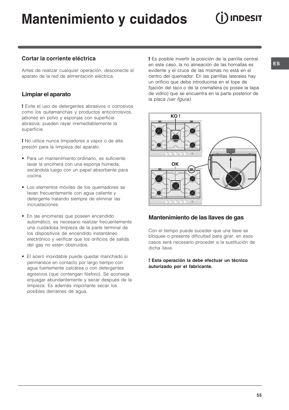 Mantenimiento y cuidados | Indesit IP-641-S-(IX) User Manual | Page 55 / 56