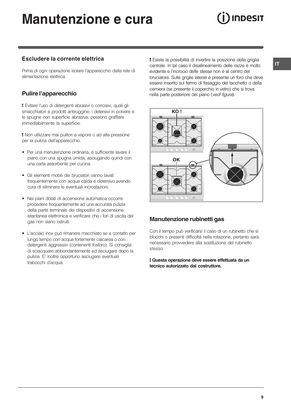 Manutenzione e cura | Indesit IP-641-S-(IX) User Manual | Page 9 / 56