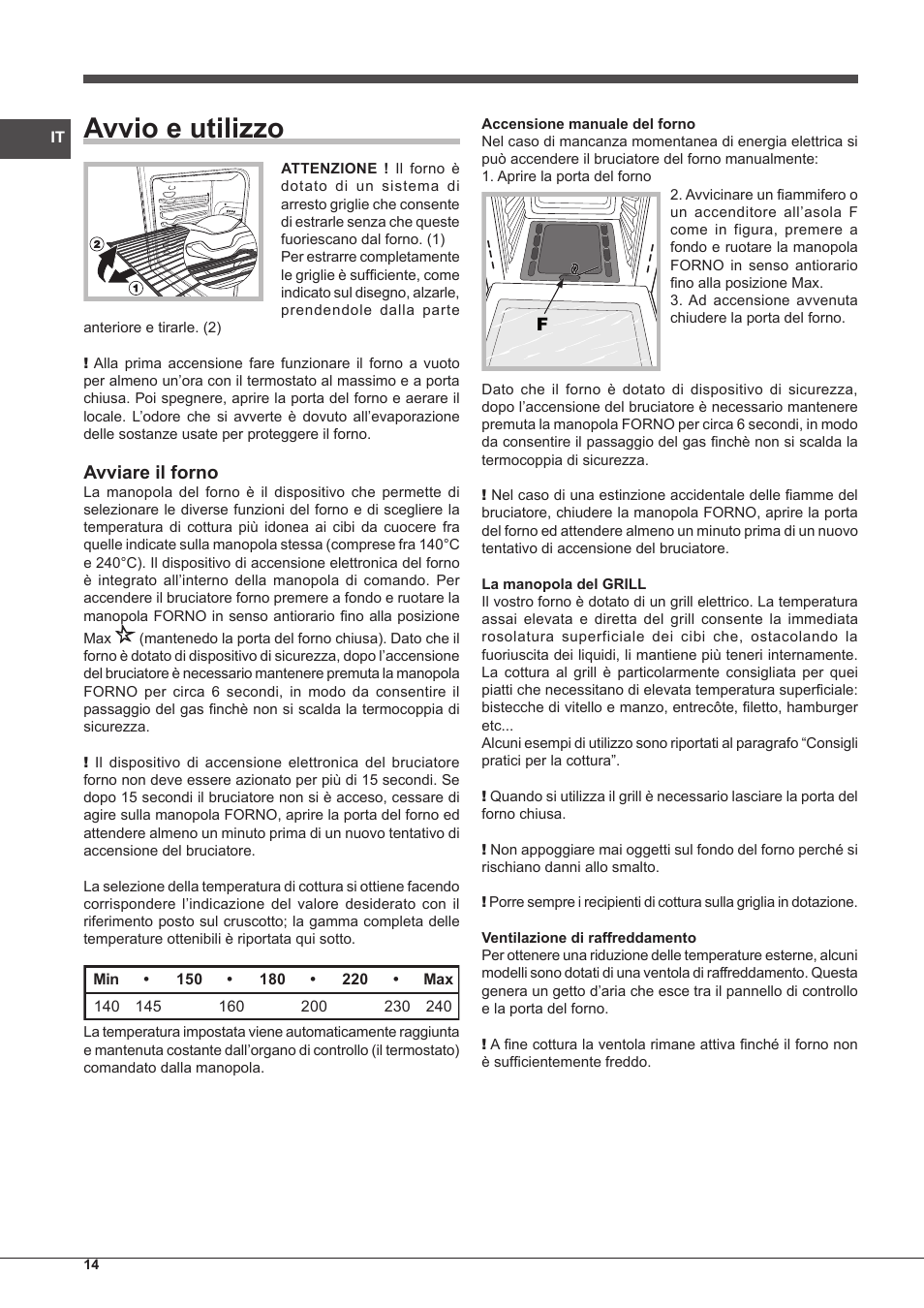 Avvio e utilizzo, Avviare il forno | Indesit FGIM-K-IX-S User Manual | Page 14 / 64