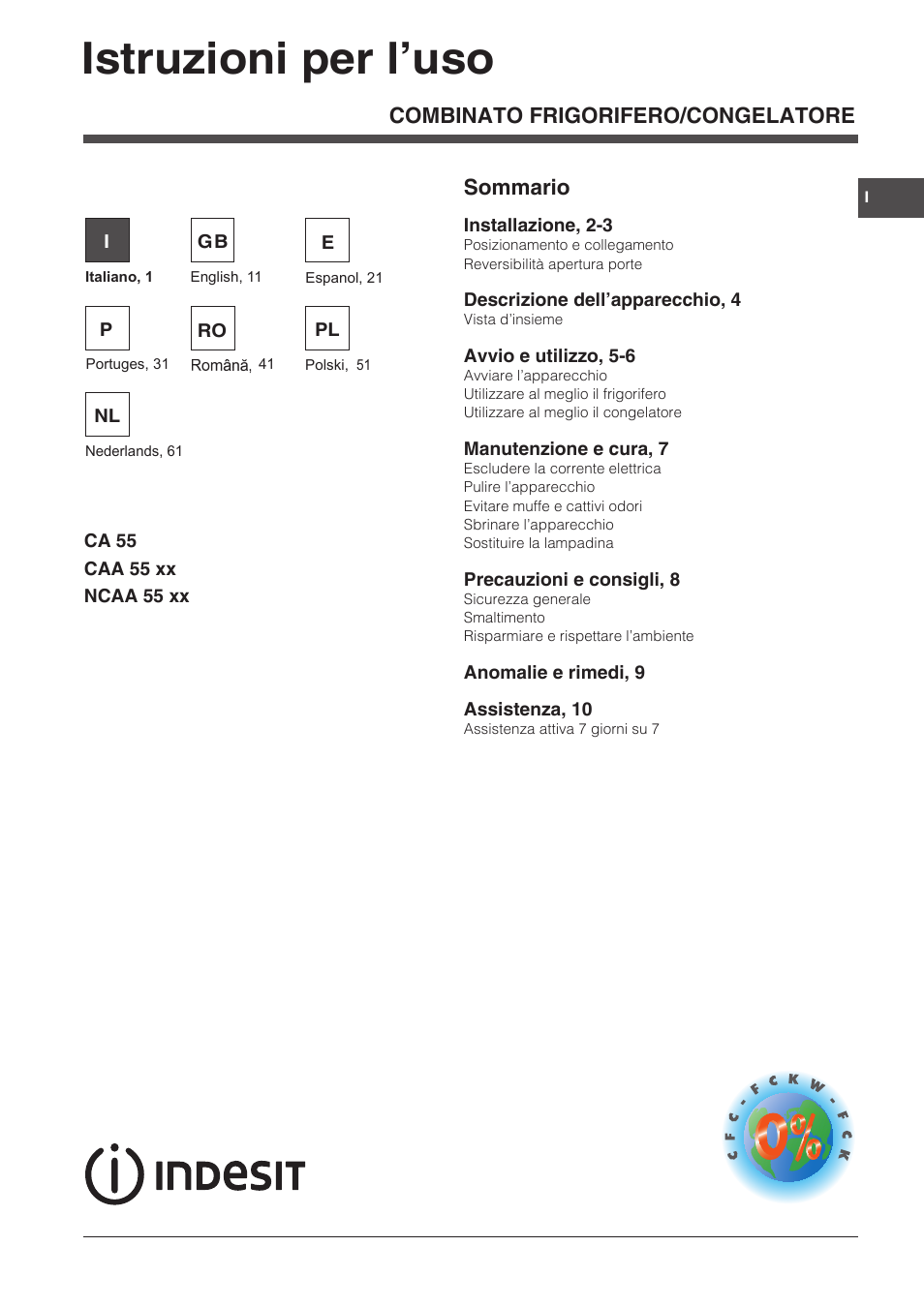 Indesit NCAA-55 User Manual | 72 pages