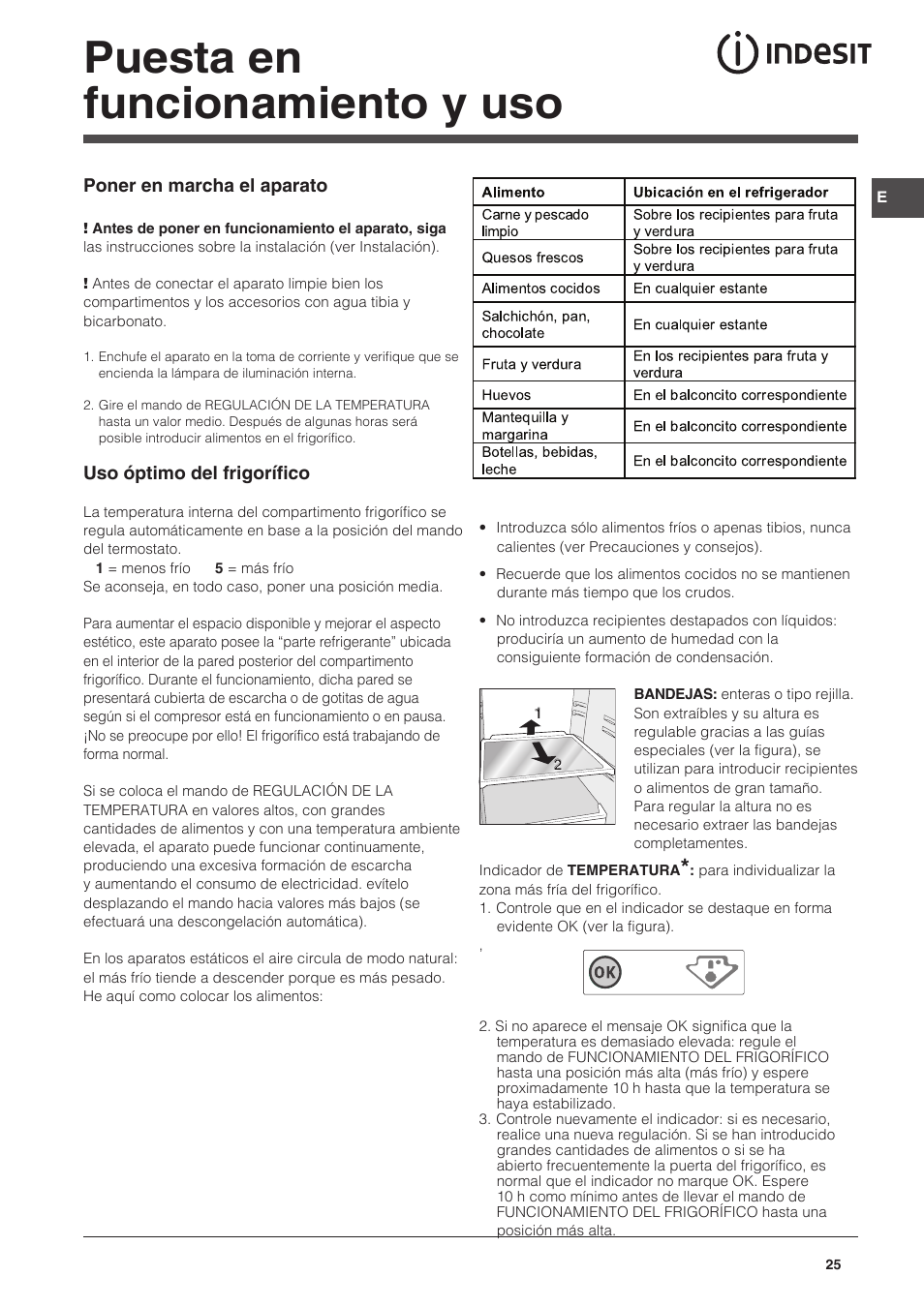 Puesta en funcionamiento y uso | Indesit NCAA-55 User Manual | Page 25 / 72
