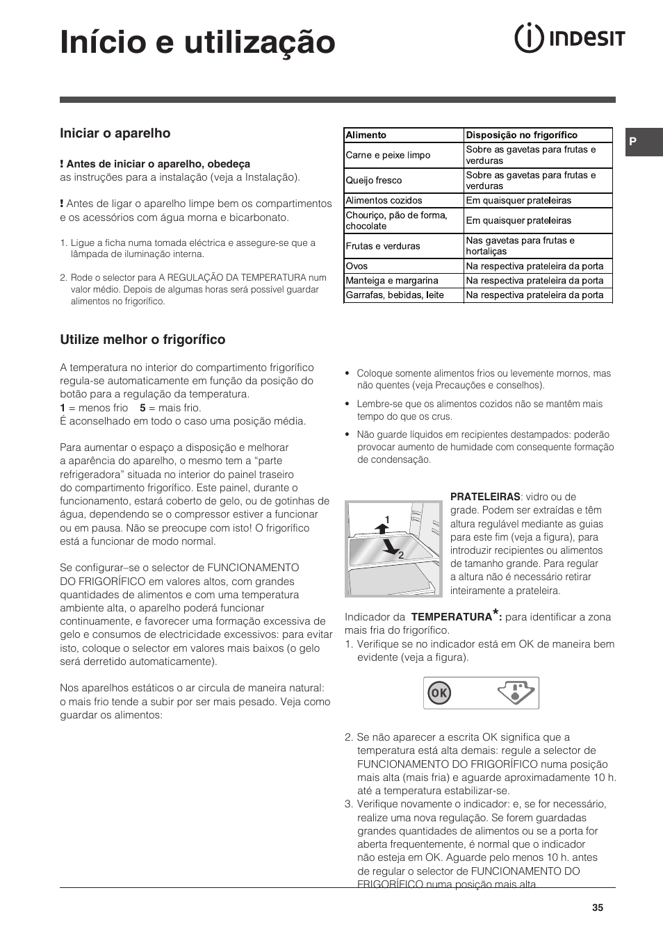 Início e utilização | Indesit NCAA-55 User Manual | Page 35 / 72