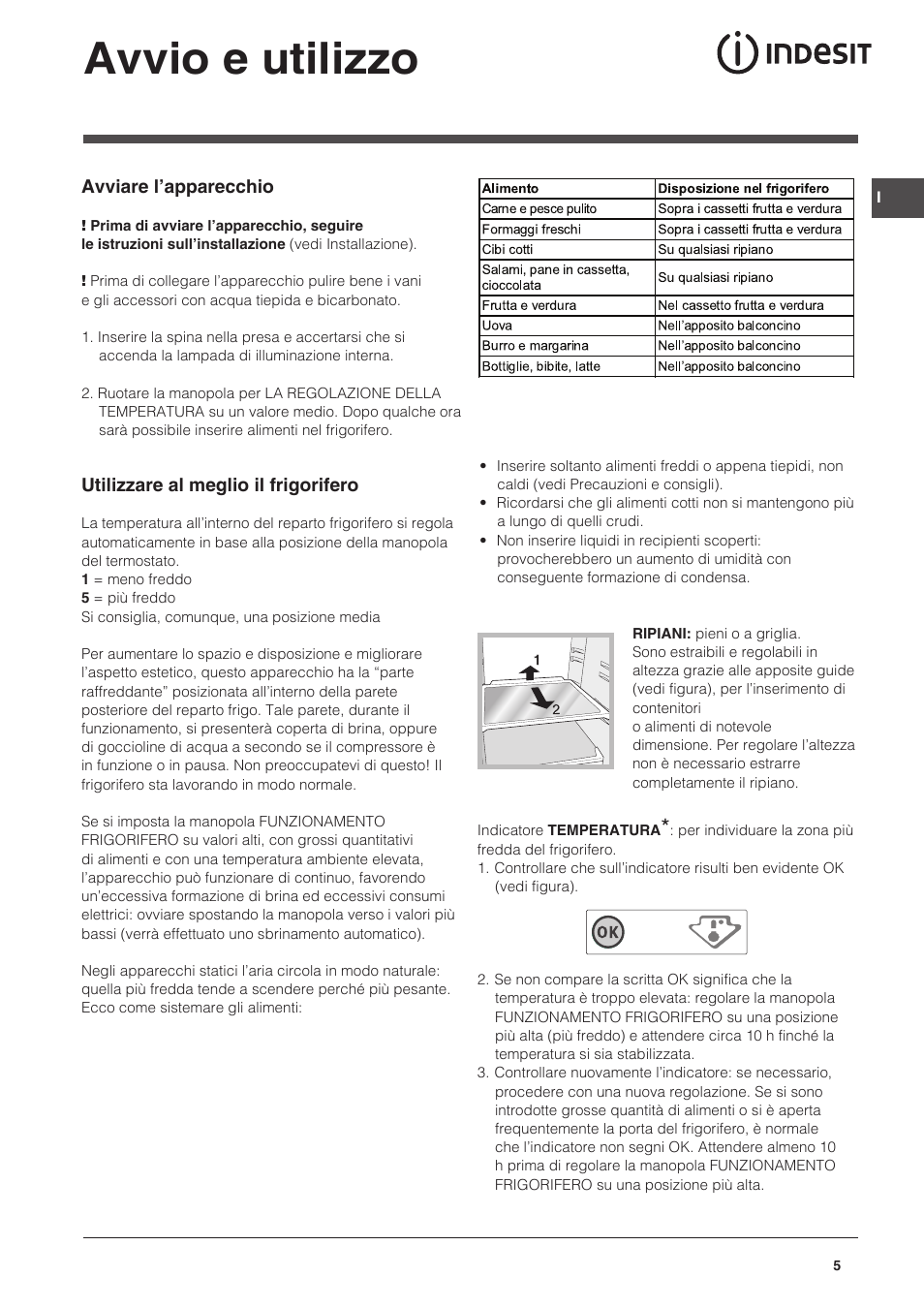 Avvio e utilizzo | Indesit NCAA-55 User Manual | Page 5 / 72