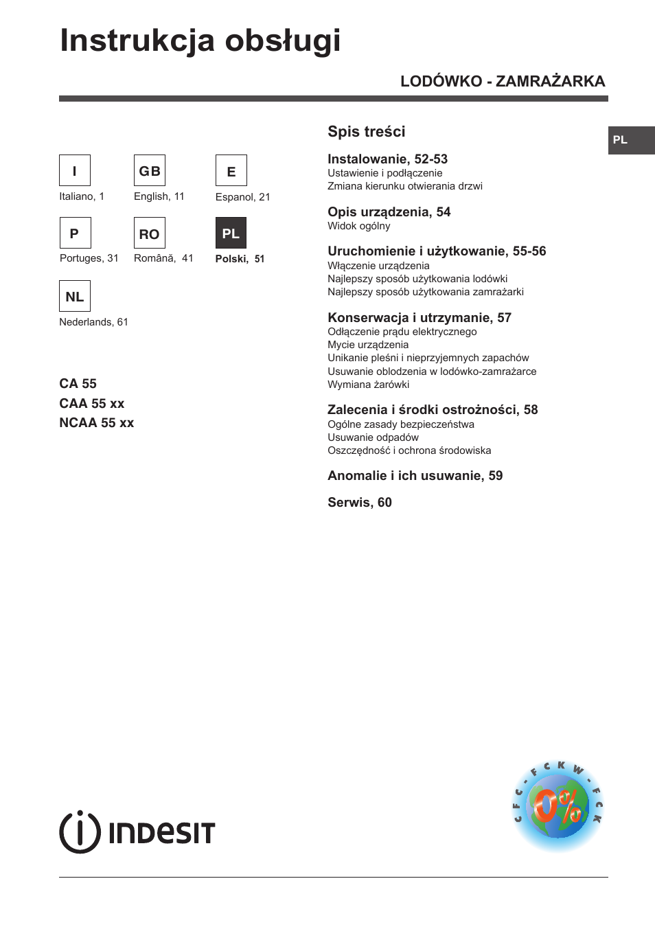 Indesit NCAA-55 User Manual | Page 51 / 72