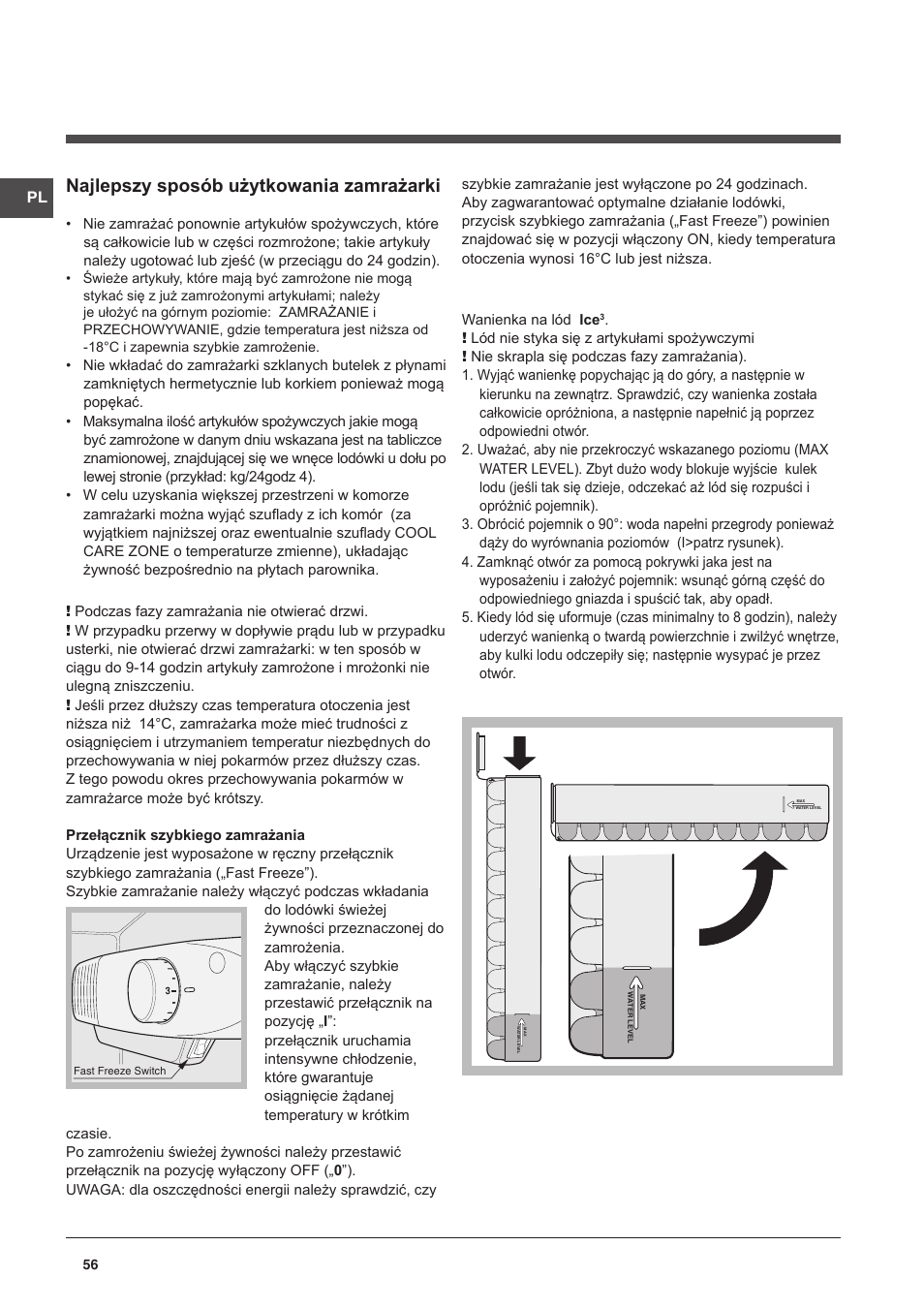 Najlepszy sposób użytkowania zamrażarki | Indesit NCAA-55 User Manual | Page 56 / 72
