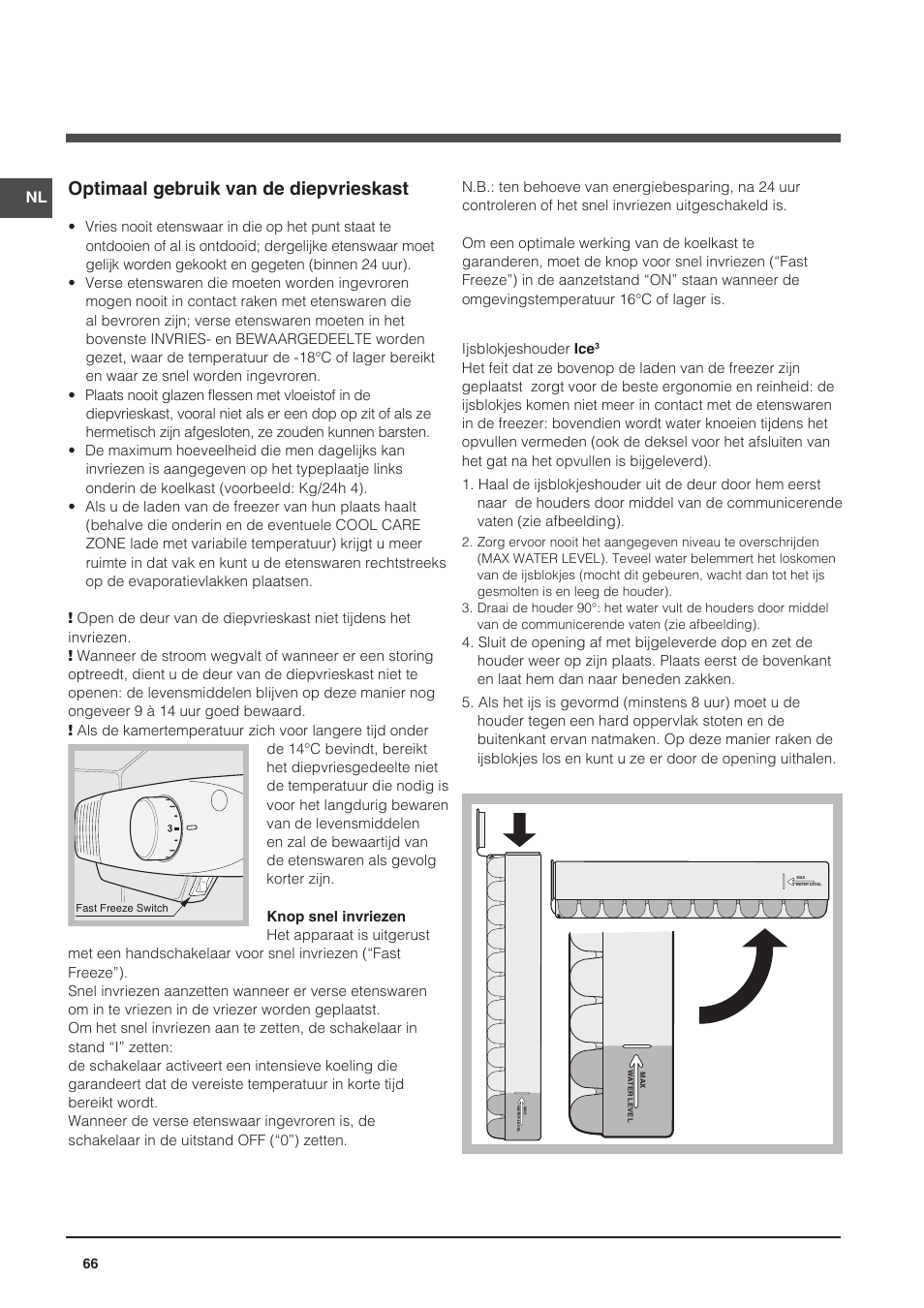 Optimaal gebruik van de diepvrieskast | Indesit NCAA-55 User Manual | Page 66 / 72
