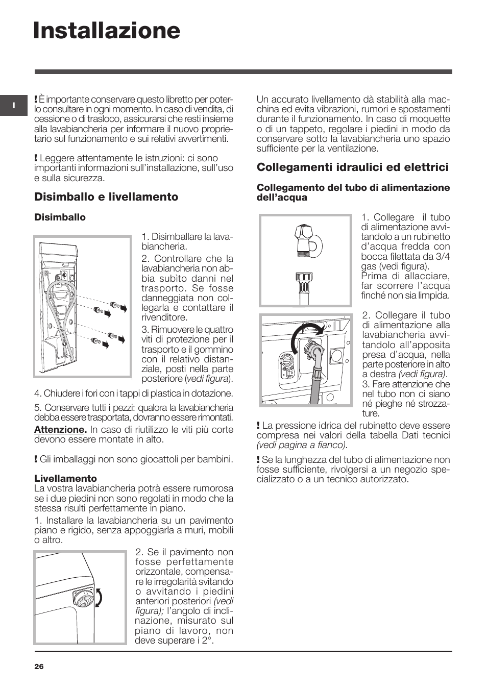 Installazione | Indesit WITL-1061-(EU) User Manual | Page 26 / 92