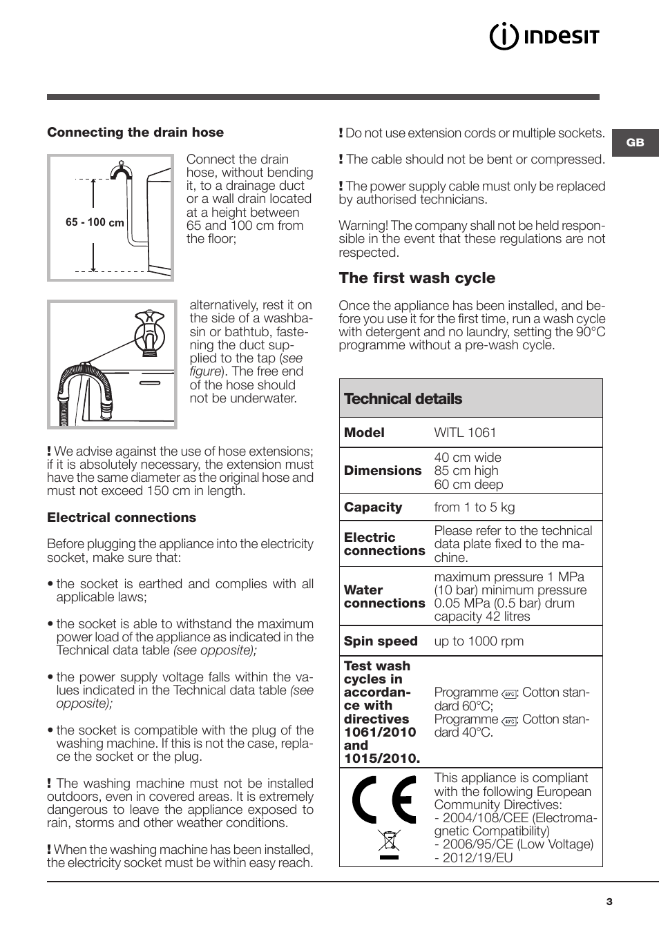 Indesit WITL-1061-(EU) User Manual | Page 3 / 92