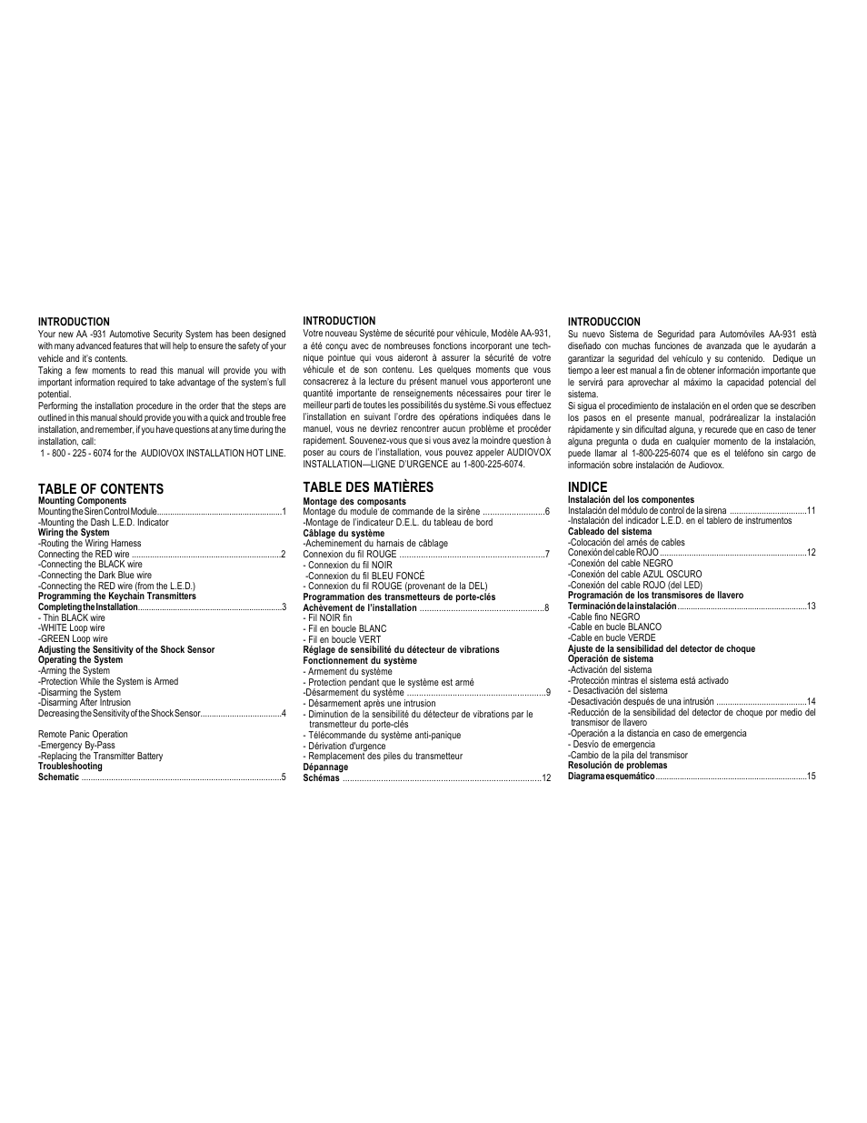Audiovox AA-931 User Manual | Page 2 / 25