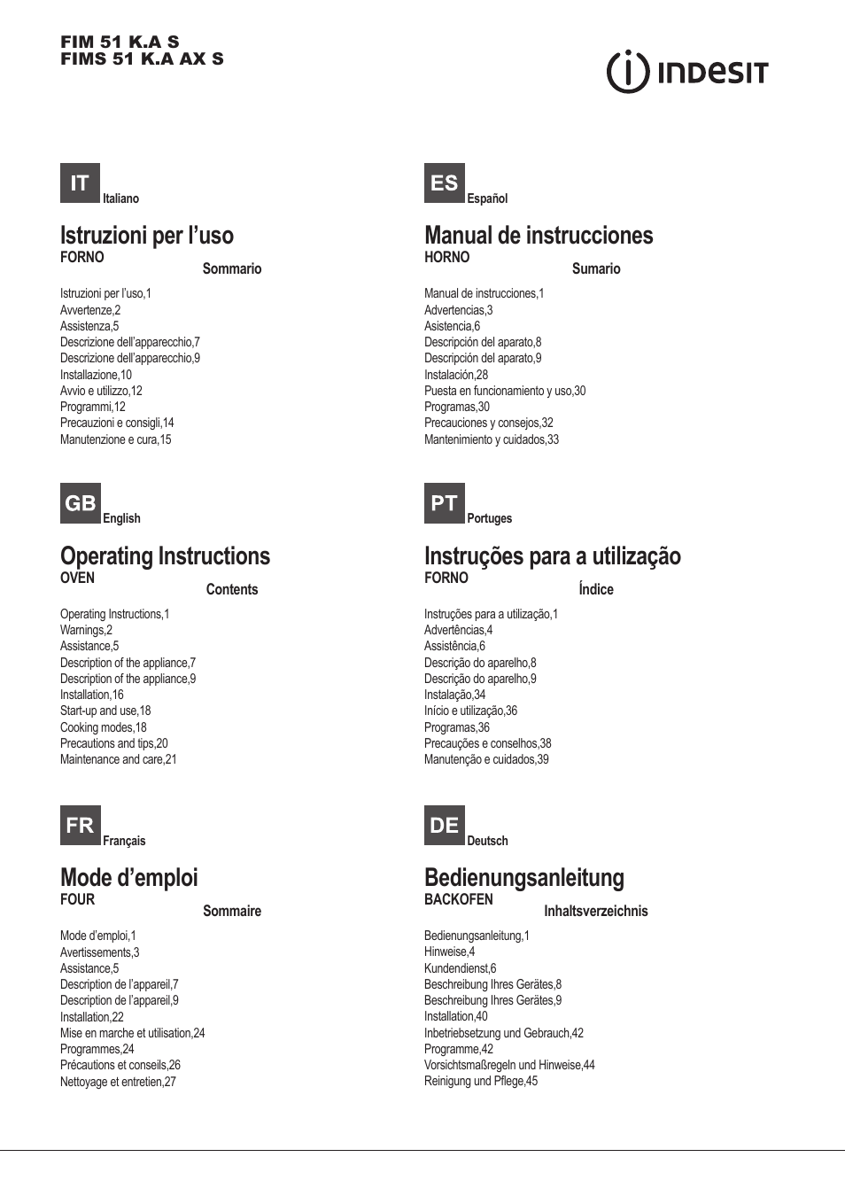 Indesit FIM-51-K.A-(BK)-S User Manual | 48 pages