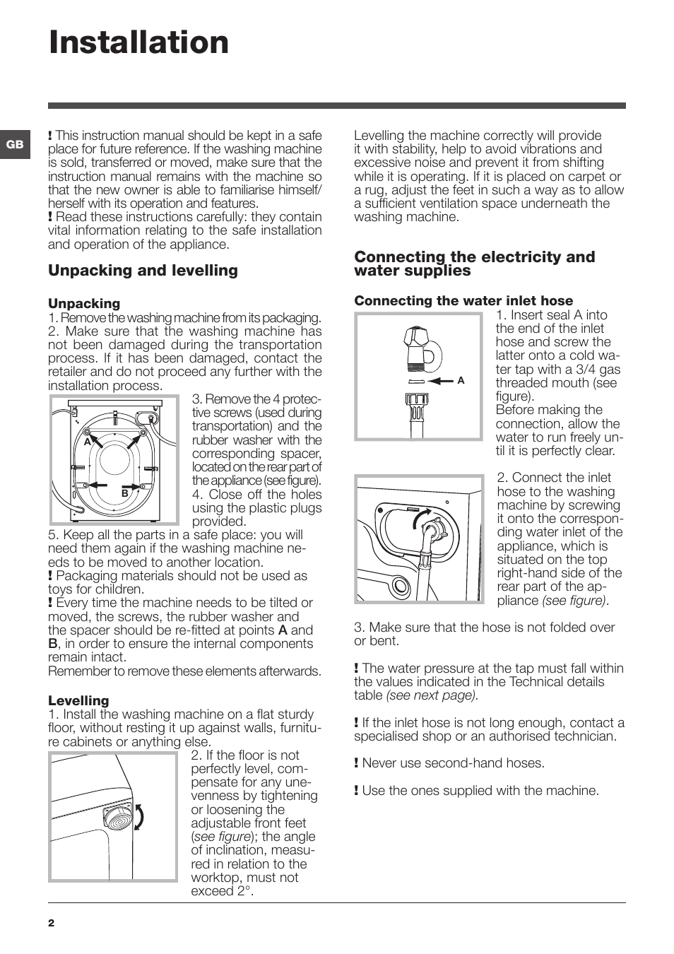 Installation | Indesit IWUD-41252-C-ECO-EU User Manual | Page 2 / 84