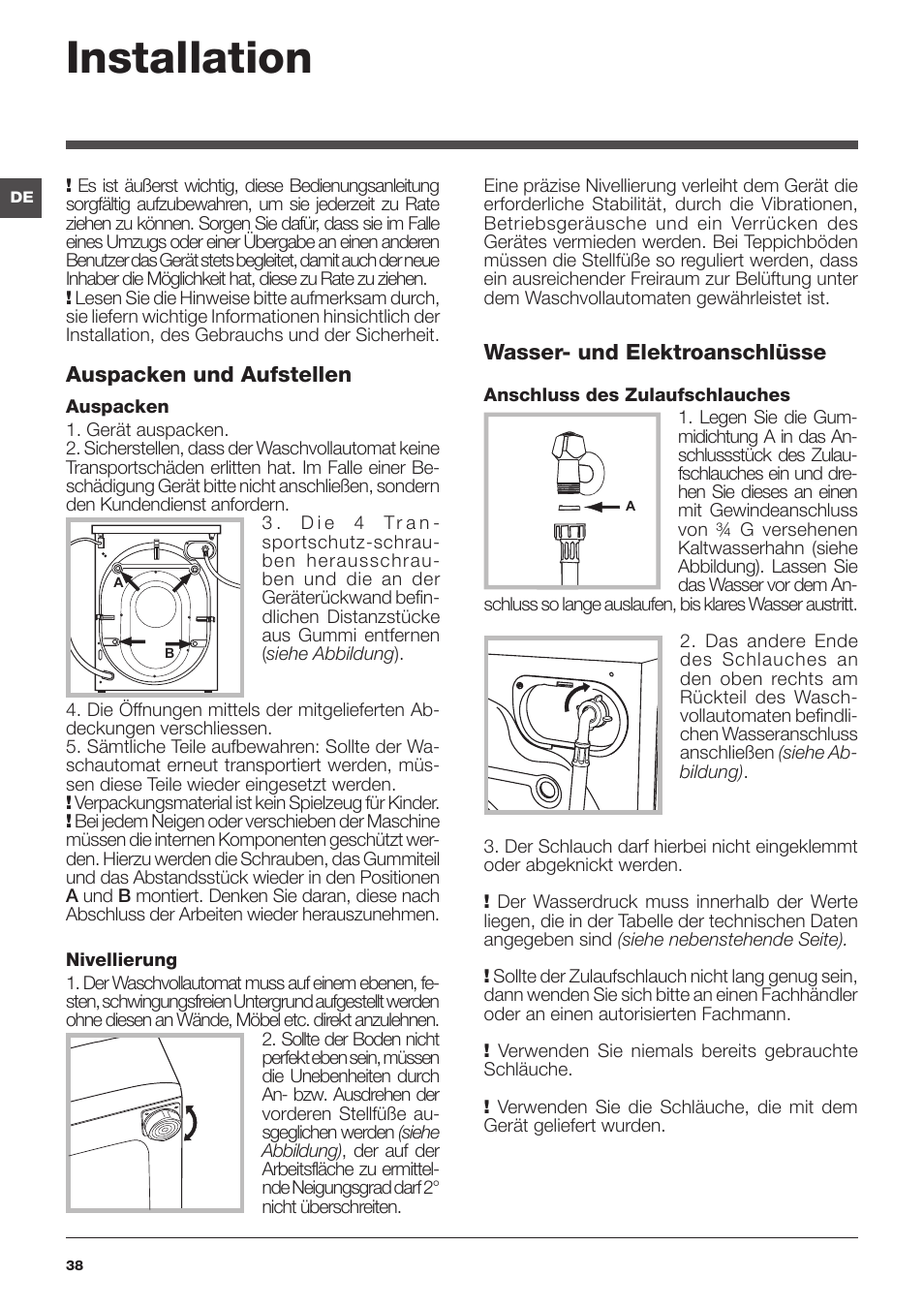 Installation | Indesit IWUD-41252-C-ECO-EU User Manual | Page 38 / 84