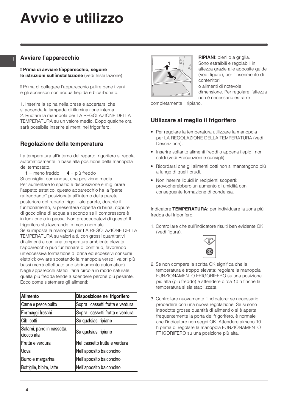 Avvio e utilizzo | Indesit IN-SZ-2312 User Manual | Page 4 / 40