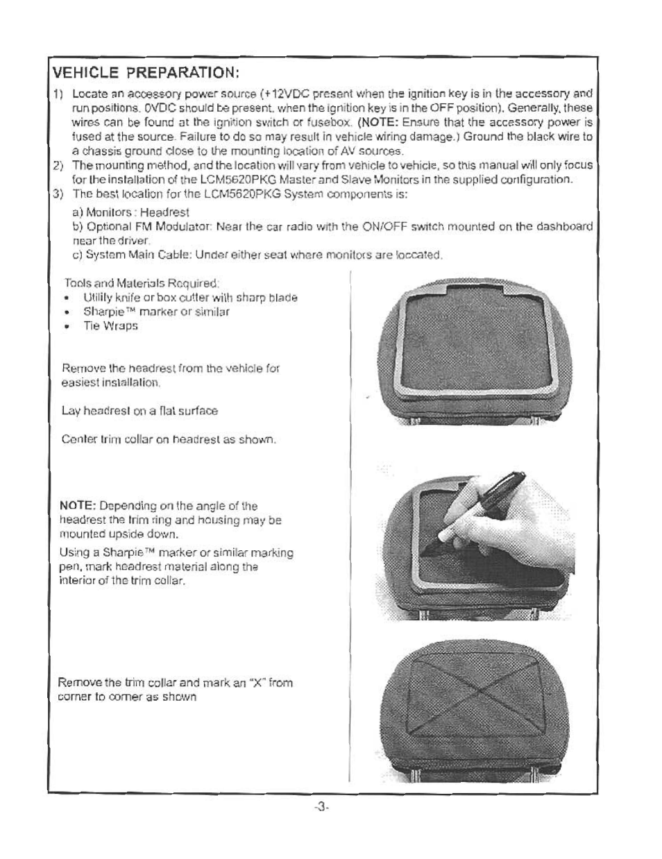 Vehicle preparation | Audiovox LCM5620PKG User Manual | Page 5 / 16