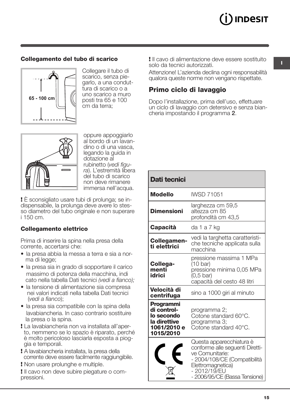 Indesit IWSD-71051-C-ECO-EU User Manual | Page 15 / 72