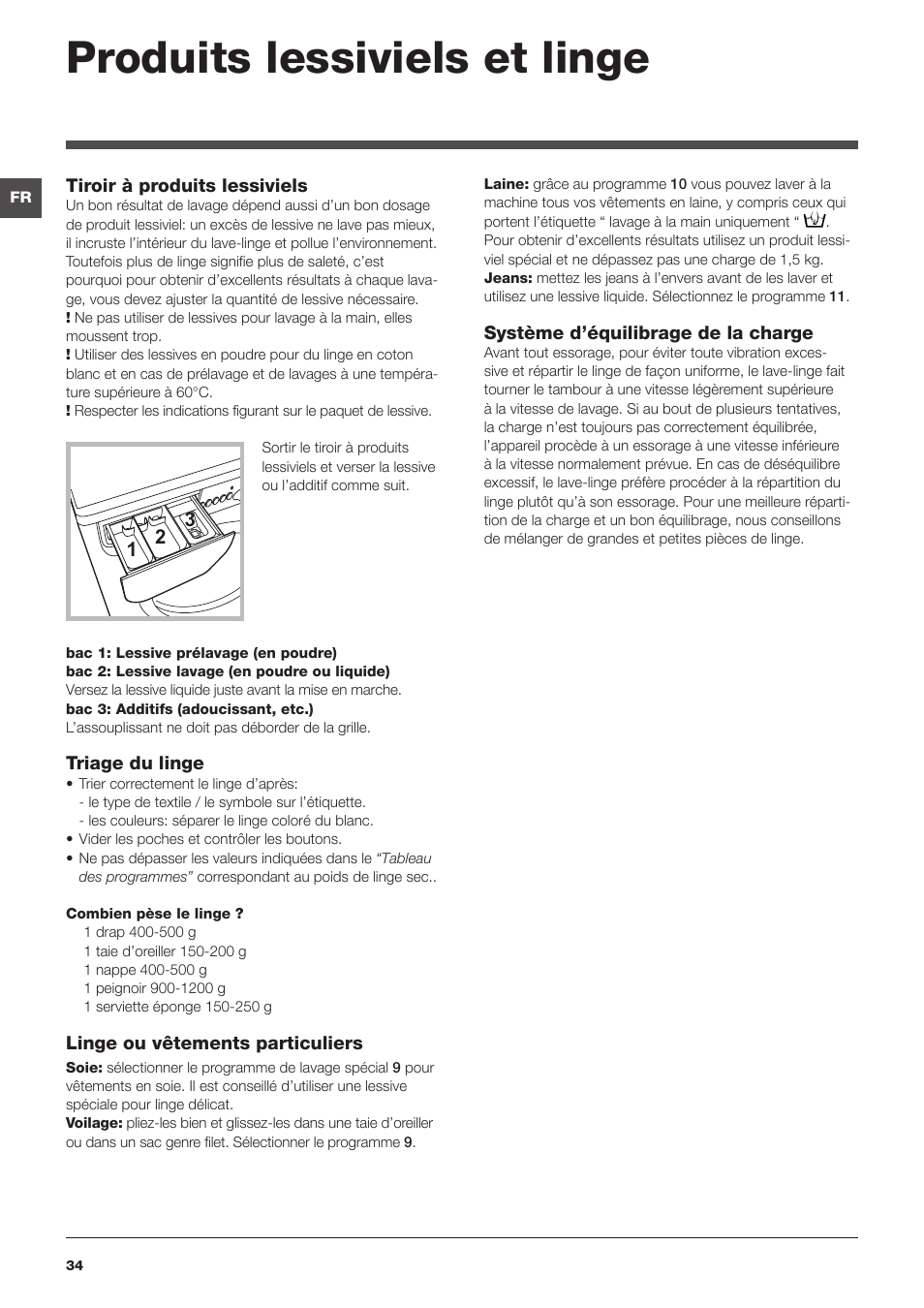 Produits lessiviels et linge | Indesit IWSD-71051-C-ECO-EU User Manual | Page 34 / 72