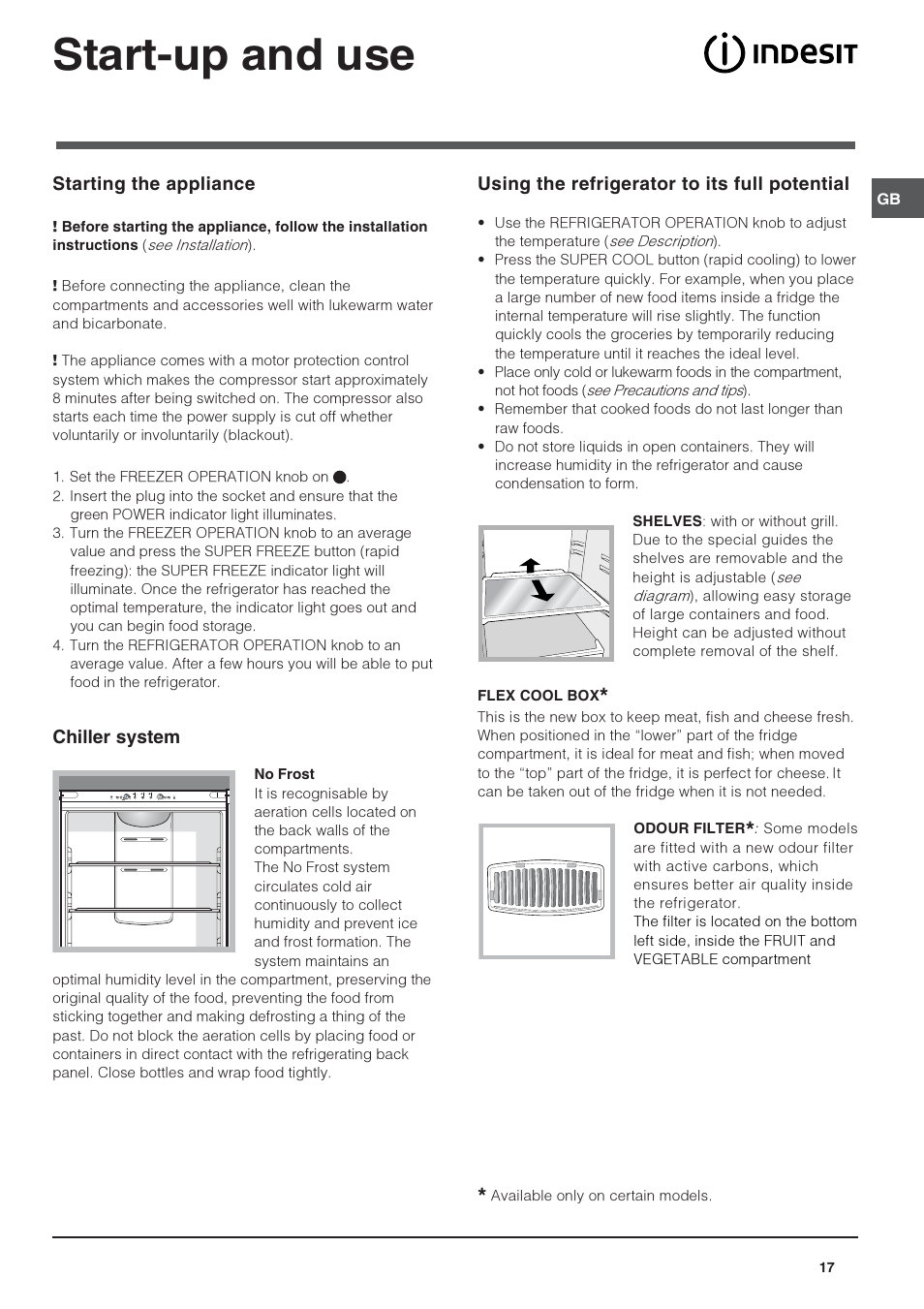 Start-up and use | Indesit BAAN 40 FNF NXWD User Manual | Page 17 / 60
