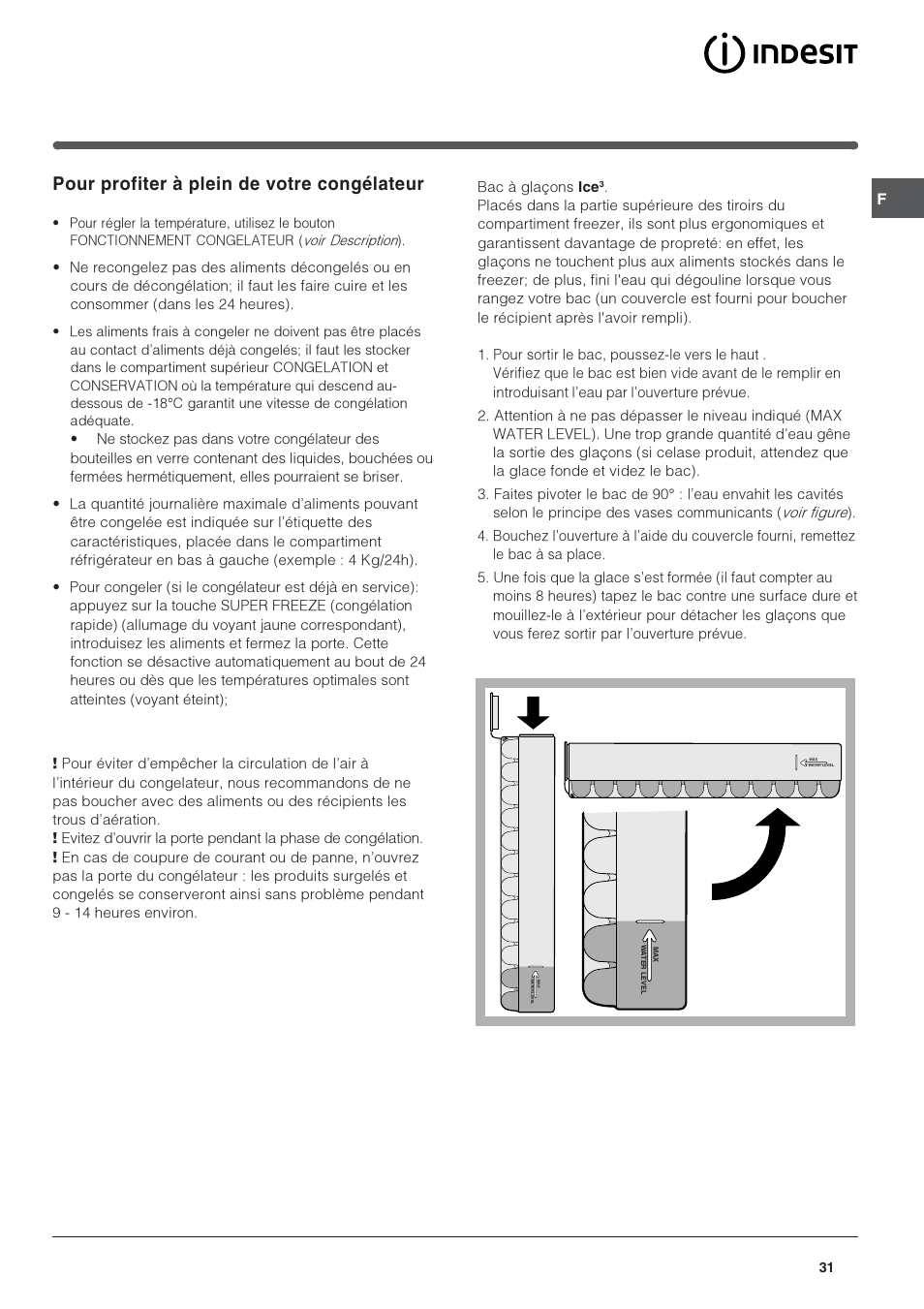 Pour profiter à plein de votre congélateur | Indesit BAAN 40 FNF NXWD User Manual | Page 31 / 60