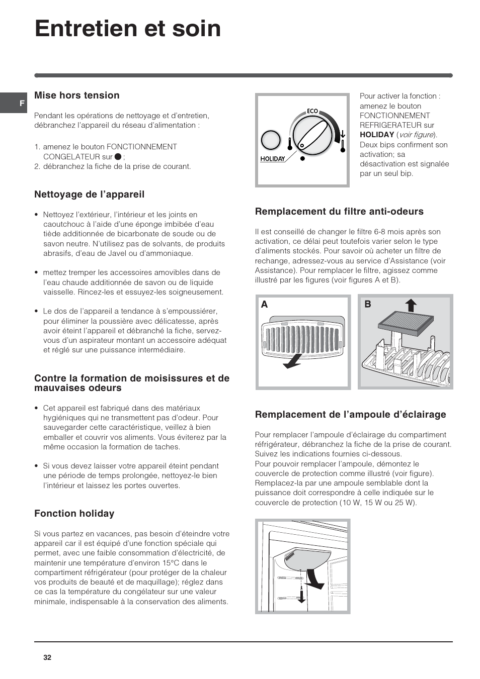 Entretien et soin | Indesit BAAN 40 FNF NXWD User Manual | Page 32 / 60