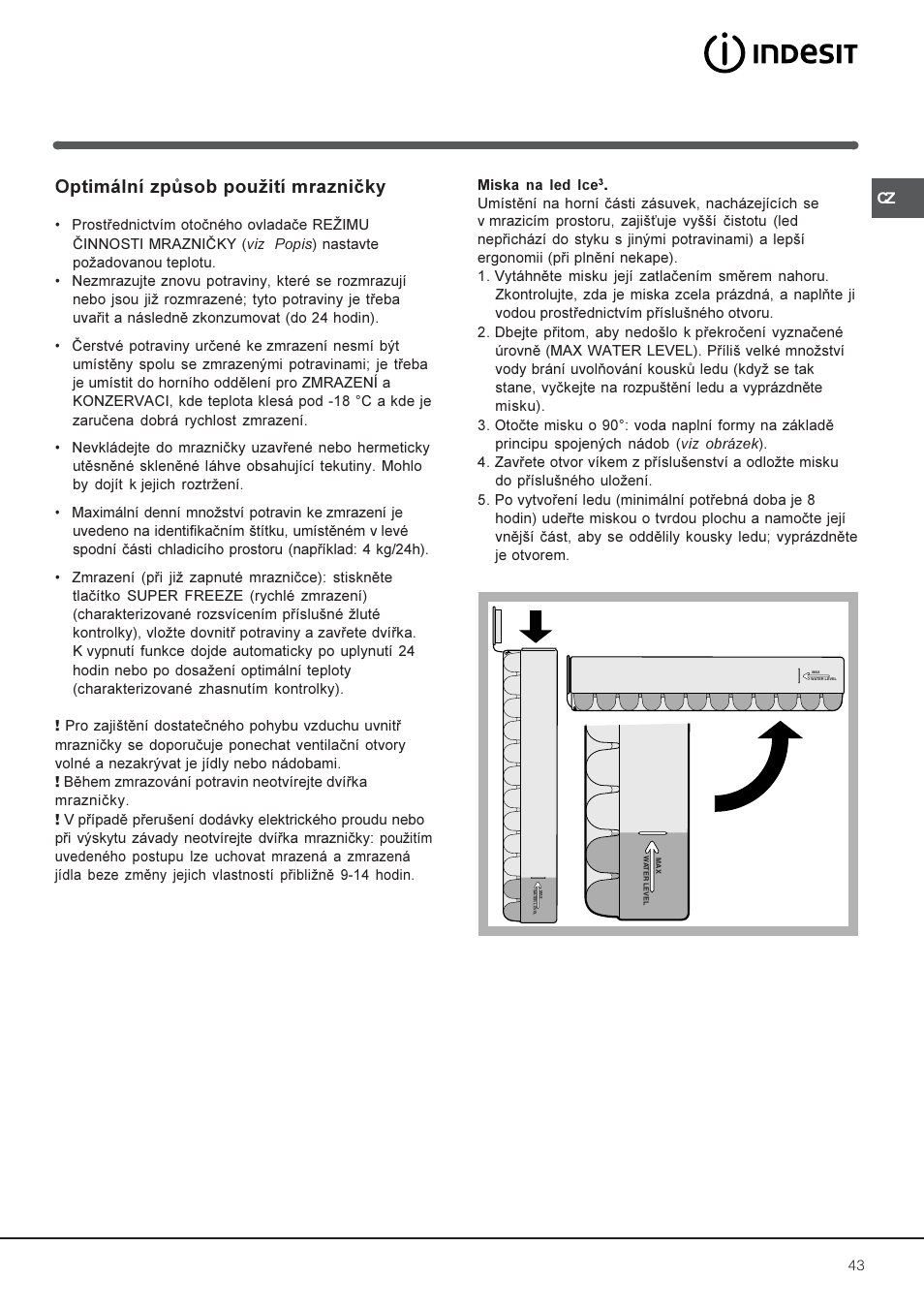 Optimální zpùsob pouití mraznièky | Indesit BAAN 40 FNF NXWD User Manual | Page 43 / 60