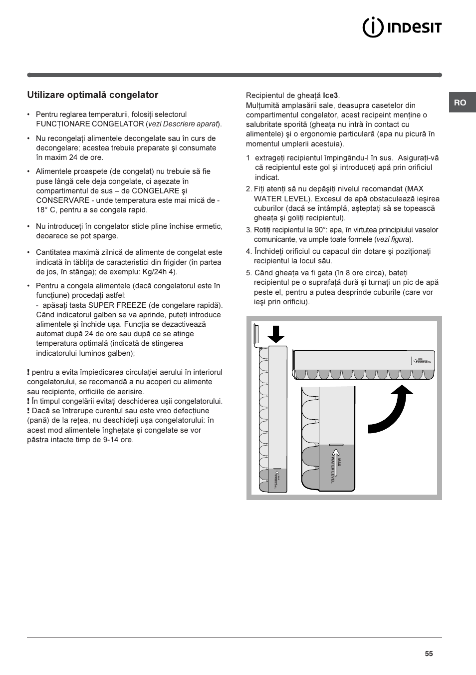 Utilizare optimalã congelator | Indesit BAAN 40 FNF NXWD User Manual | Page 55 / 60