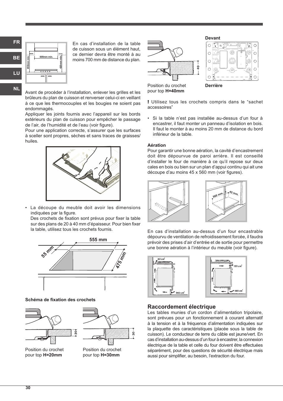 Raccordement électrique | Indesit PIM-750-AS-(IX) User Manual | Page 30 / 76