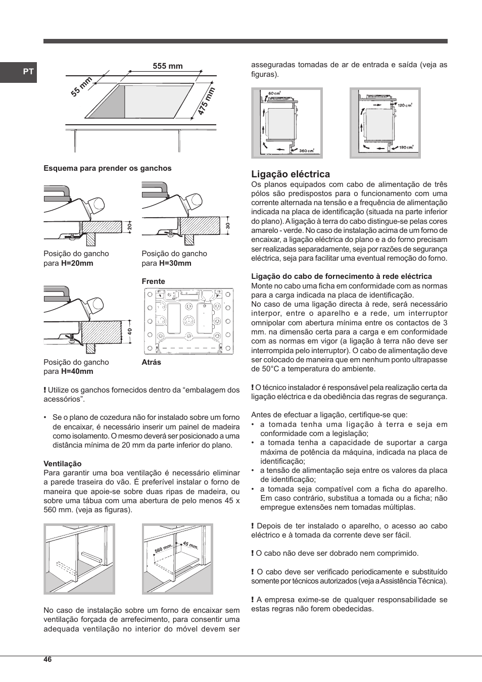 Ligação eléctrica | Indesit PIM-750-AS-(IX) User Manual | Page 46 / 76