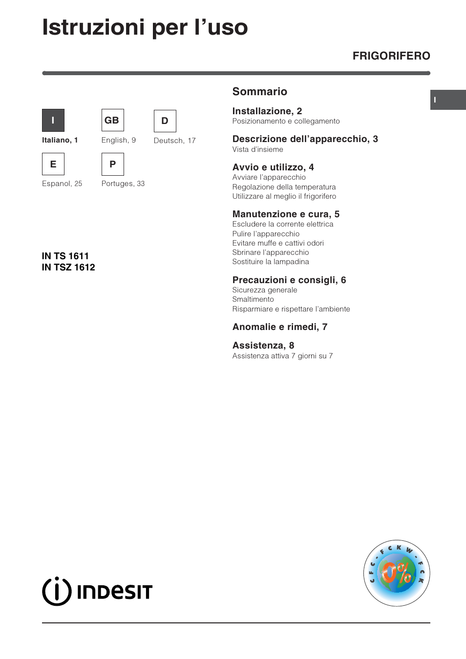 Indesit IN-TS-1612 User Manual | 40 pages