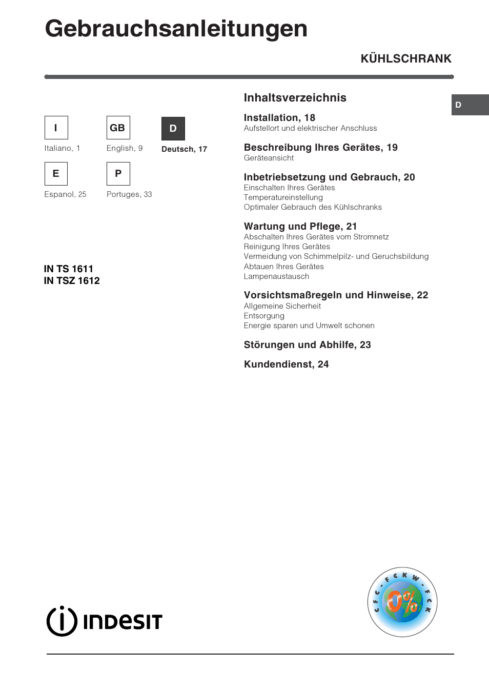 Indesit IN-TS-1612 User Manual | Page 17 / 40