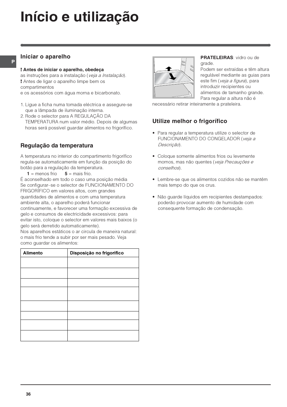 Início e utilização | Indesit IN-TS-1612 User Manual | Page 36 / 40