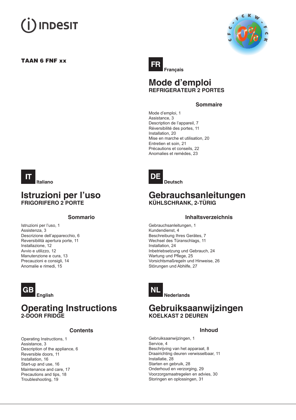 Indesit TAAN-6-FNF-S User Manual | 48 pages