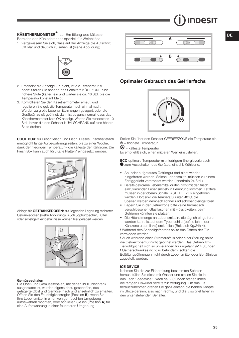 Optimaler gebrauch des gefrierfachs | Indesit TAAN-6-FNF-S User Manual | Page 25 / 48