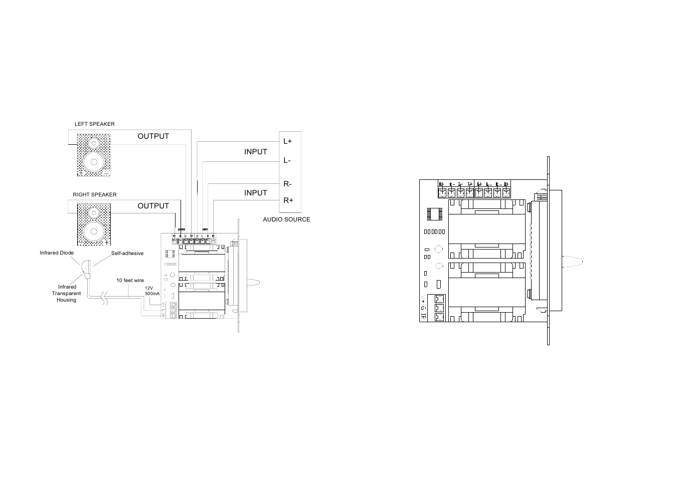 Connection diagram, Caution | Audiovox VSIR100W/B User Manual | Page 2 / 2
