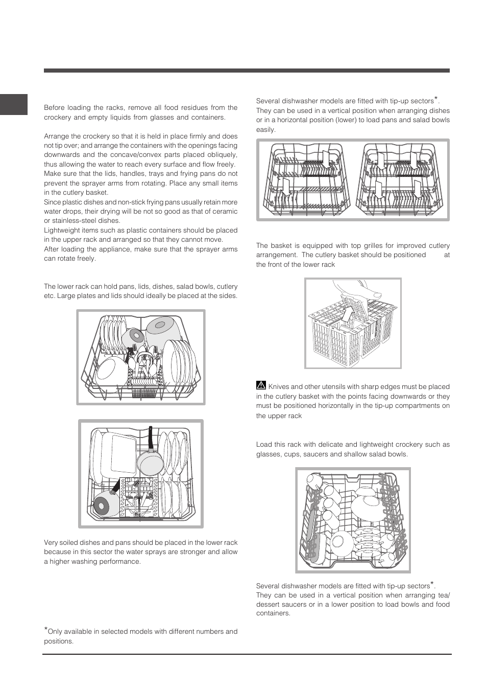 Loading the racks | Indesit DIF-16T1-A-EU User Manual | Page 22 / 56