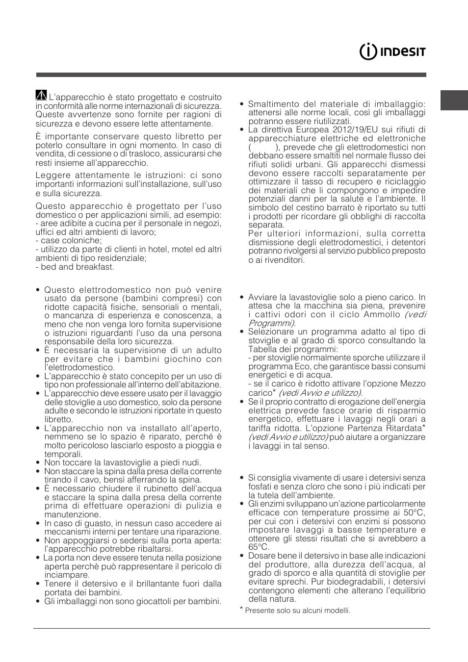 Precauzioni e consigli | Indesit DIF-16T1-A-EU User Manual | Page 3 / 56