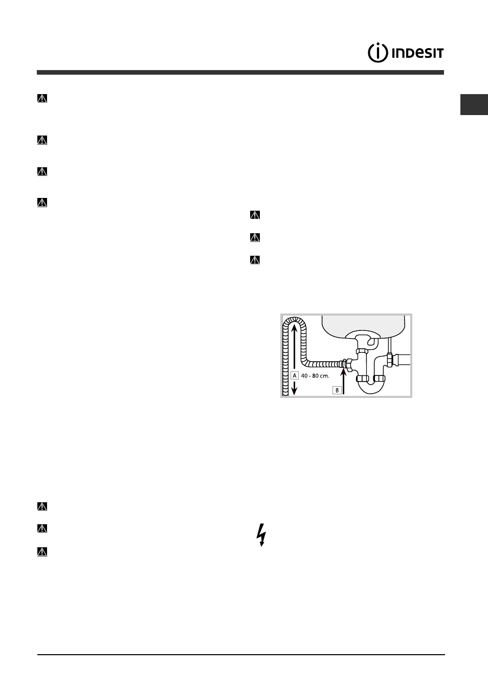 Installation, Positioning and levelling, Connecting the water and electricity supplies | Indesit DIS-361-A User Manual | Page 13 / 80