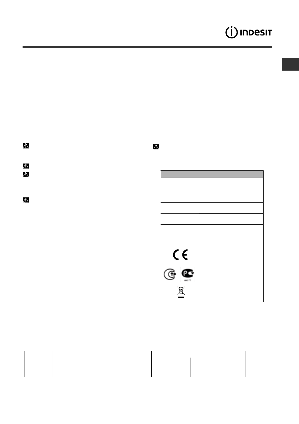 Avvertenze per il primo lavaggio | Indesit DIS-361-A User Manual | Page 3 / 80