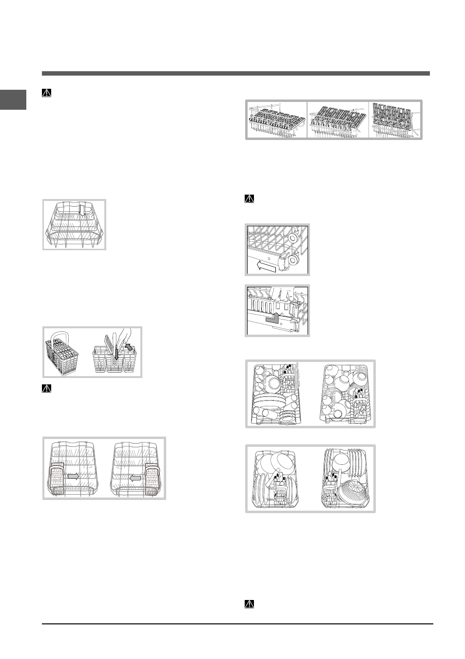 Cargar los cestos, Cesto inferior, Cesto de los cubiertos | Cesto superior | Indesit DIS-361-A User Manual | Page 60 / 80