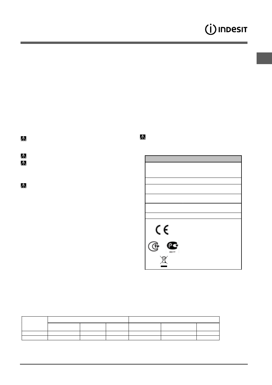 Advertências para a primeira lavagem | Indesit DIS-361-A User Manual | Page 69 / 80