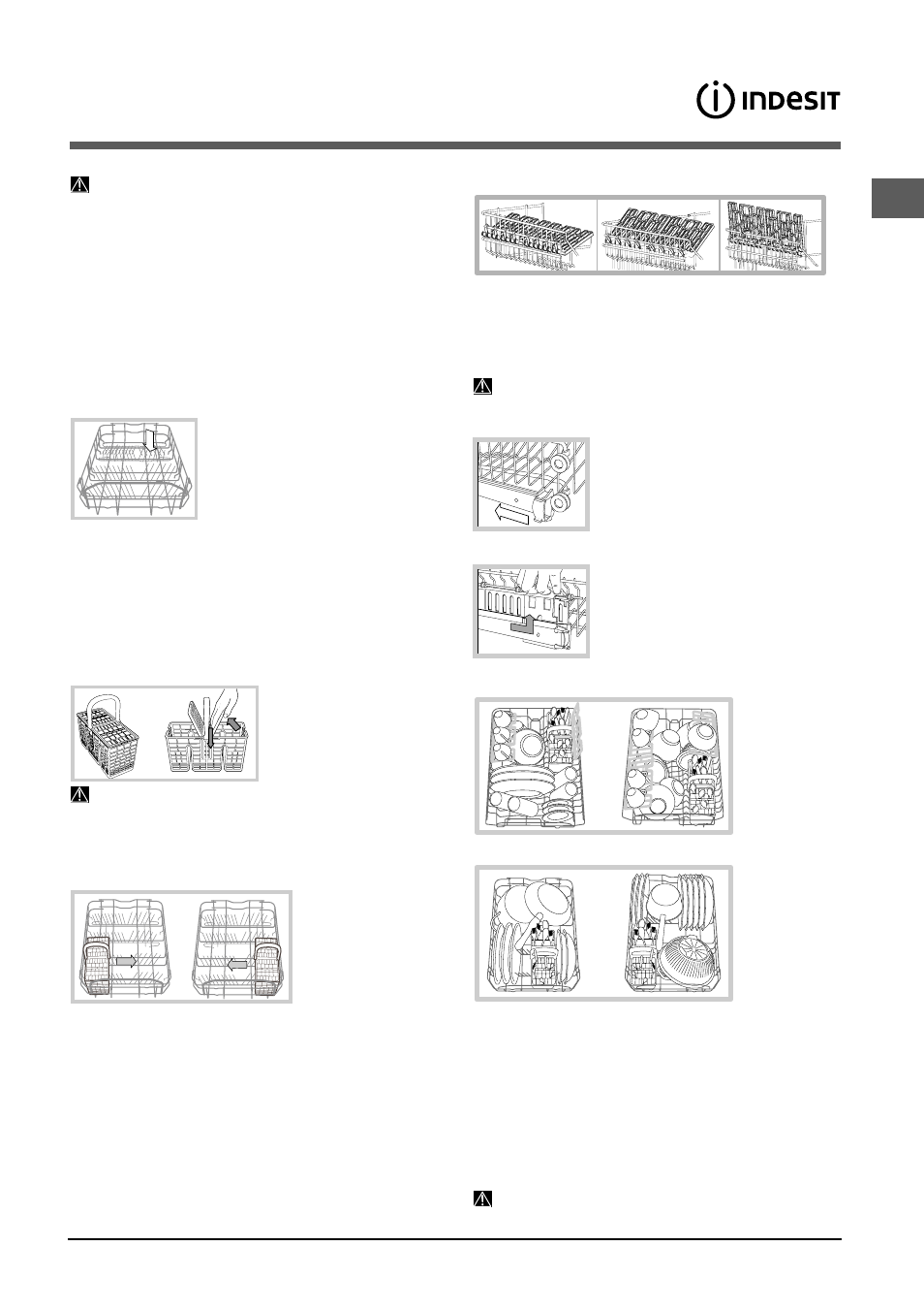 Carregar os cestos, Cesto inferior, Cesto dos talheres | Cesto superior | Indesit DIS-361-A User Manual | Page 71 / 80