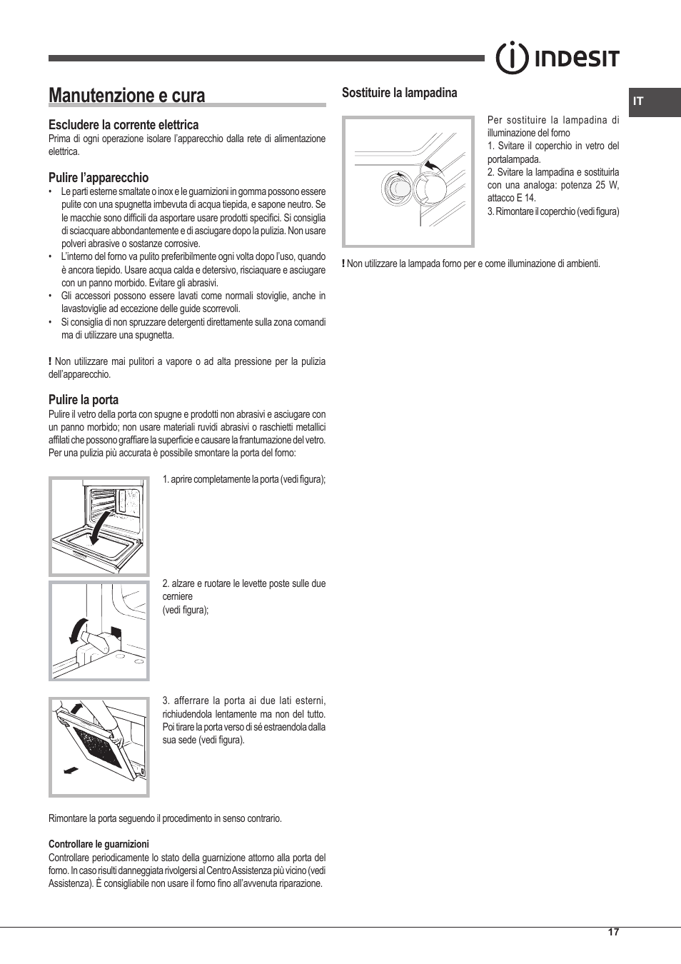 Manutenzione e cura | Indesit IFG-51-K.A-(GR)-S User Manual | Page 17 / 56