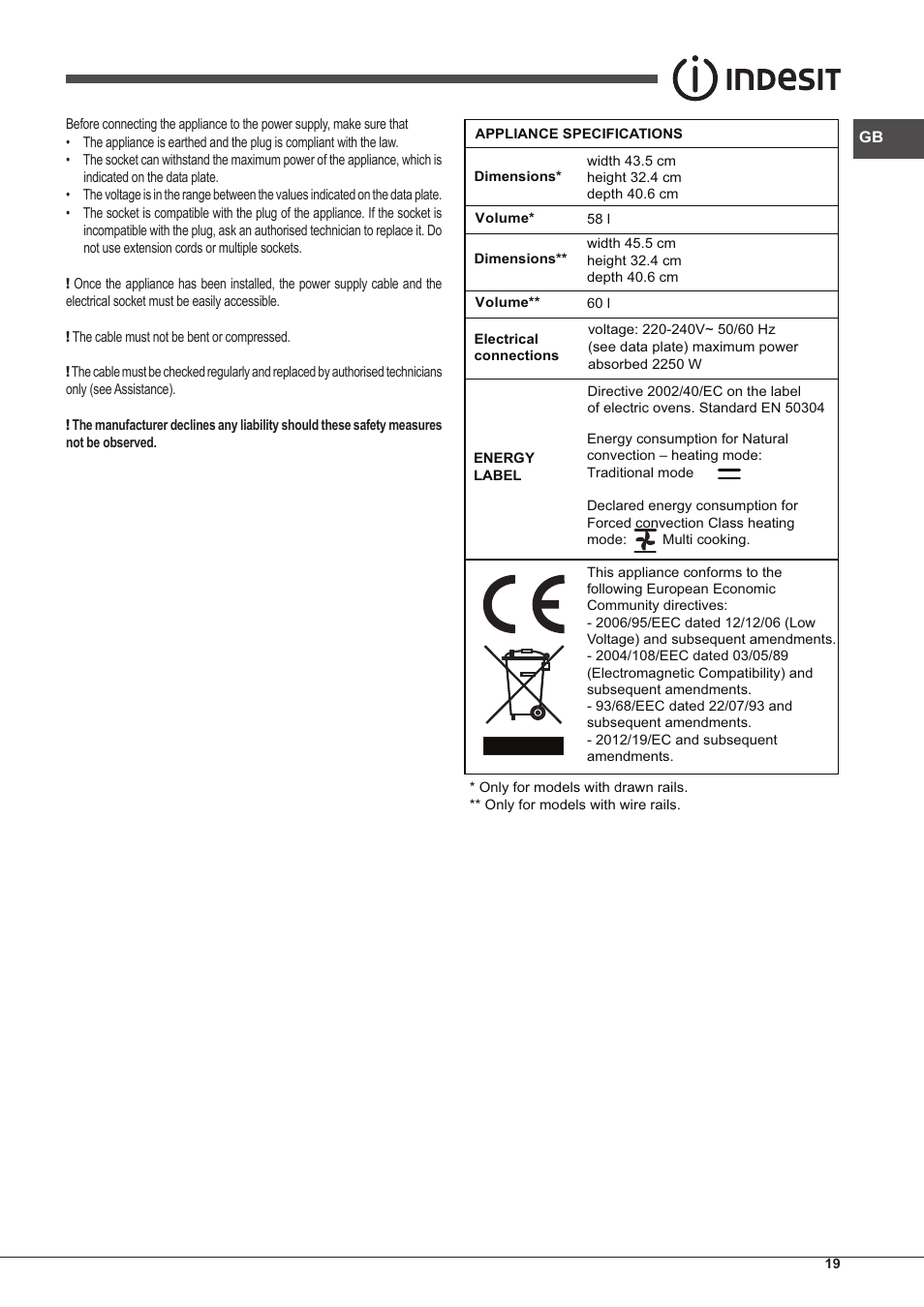 Indesit IFG-51-K.A-(GR)-S User Manual | Page 19 / 56