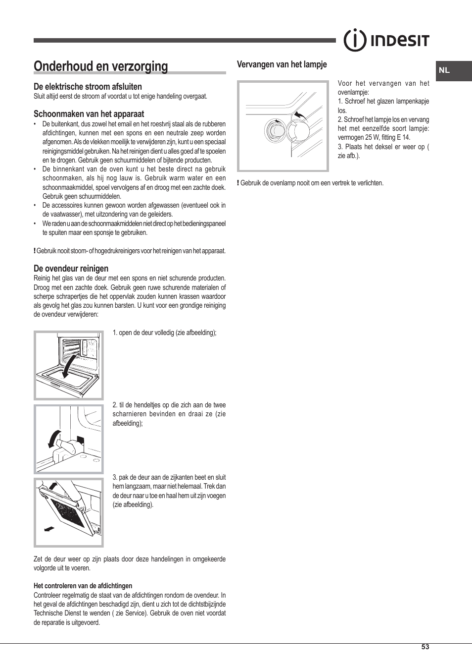 Onderhoud en verzorging | Indesit IFG-51-K.A-(GR)-S User Manual | Page 53 / 56