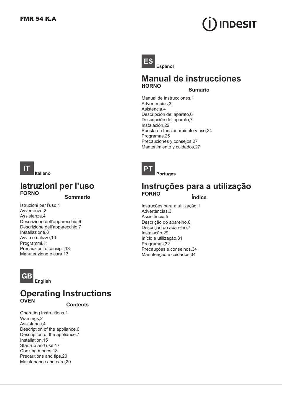 Indesit FMR-54-K.A-(RA) User Manual | 36 pages