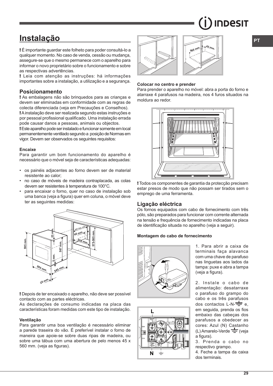Instalação, Posicionamento, Ligação eléctrica | Indesit FMR-54-K.A-(RA) User Manual | Page 29 / 36